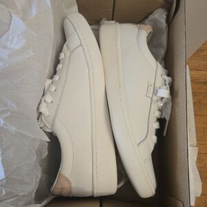 Keds White Leather Sneakers with Blush Heel